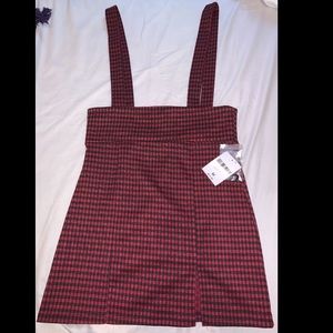 Red & Black Plaid Suspender Skirt